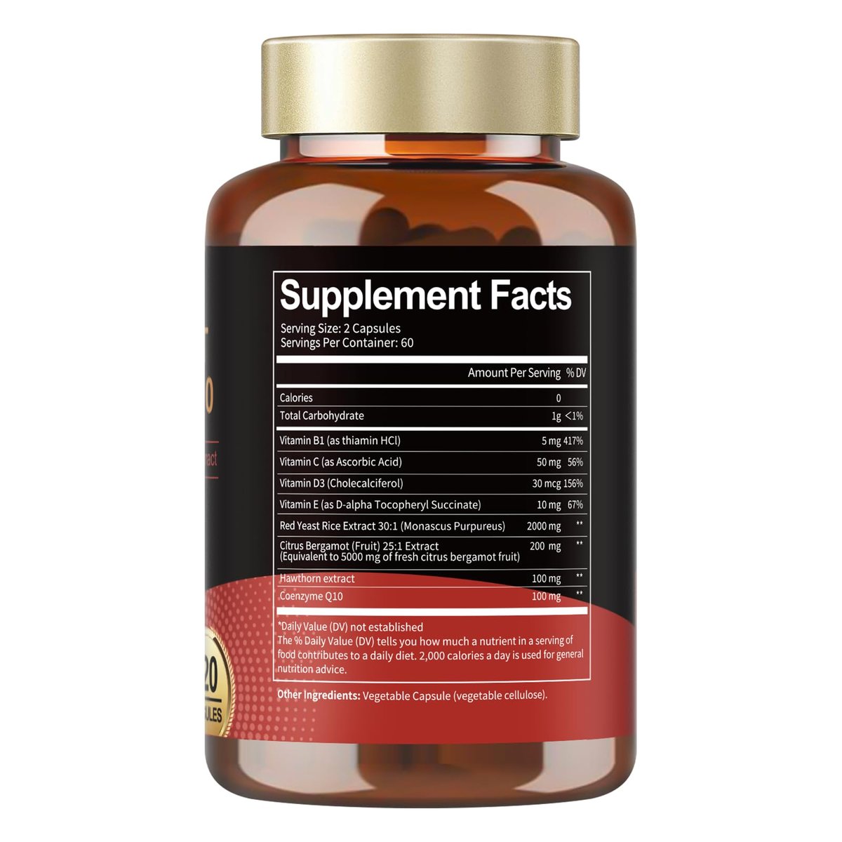 Totaria Roter Reishefe 2.000 mg mit CoQ10 & Citrus Bergamot – Citrinin-freier Extrakt, vegan & nicht-GVO, 120 Kapseln