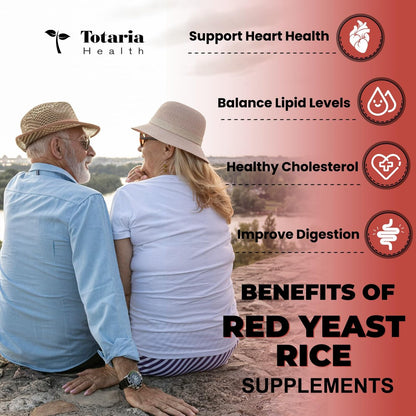 Totaria Roter Reishefe 2.000 mg mit CoQ10 & Citrus Bergamot – Citrinin-freier Extrakt, vegan & nicht-GVO, 120 Kapseln