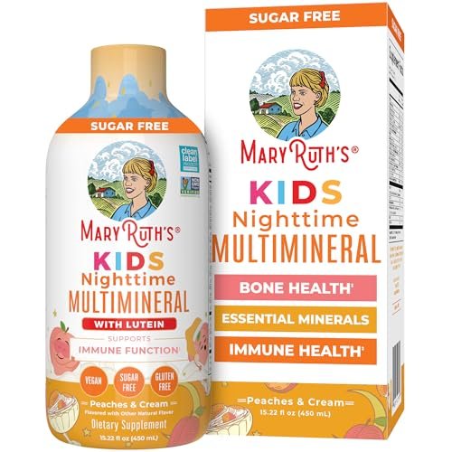 MaryRuth's Flüssiges Nacht-Multimineral für Kinder | Knochengesundheit | Immunfunktion | Schlafenszeit-Ergänzung | Magnesium | Vegan | Zuckerfrei | 30-180 Portionen | 15,22 fl oz