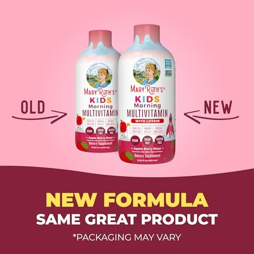 MARYRUTH'S Flüssiges Morgen-Multivitamin für Kinder | Multivitamin für Kinder | Immunsystem-Unterstützung | Vitamin C | Vitamin D | Essentielle Nährstoffe | Vegan | 30-180 Portionen | 450 ml
