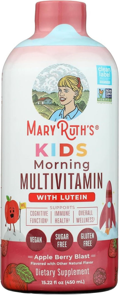 MARYRUTH'S Flüssiges Morgen-Multivitamin für Kinder | Multivitamin für Kinder | Immunsystem-Unterstützung | Vitamin C | Vitamin D | Essentielle Nährstoffe | Vegan | 30-180 Portionen | 450 ml