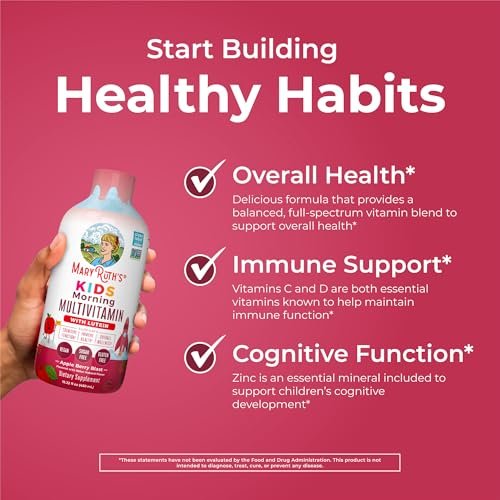 MARYRUTH'S Flüssiges Morgen-Multivitamin für Kinder | Multivitamin für Kinder | Immunsystem-Unterstützung | Vitamin C | Vitamin D | Essentielle Nährstoffe | Vegan | 30-180 Portionen | 450 ml