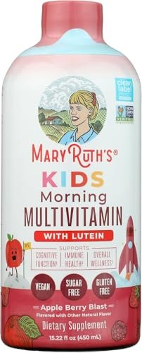 MARYRUTH'S Flüssiges Morgen-Multivitamin für Kinder | Multivitamin für Kinder | Immunsystem-Unterstützung | Vitamin C | Vitamin D | Essentielle Nährstoffe | Vegan | 30-180 Portionen | 450 ml