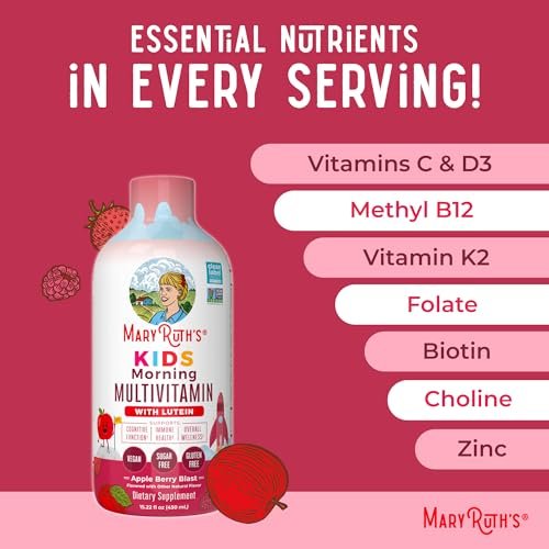 MARYRUTH'S Flüssiges Morgen-Multivitamin für Kinder | Multivitamin für Kinder | Immunsystem-Unterstützung | Vitamin C | Vitamin D | Essentielle Nährstoffe | Vegan | 30-180 Portionen | 450 ml