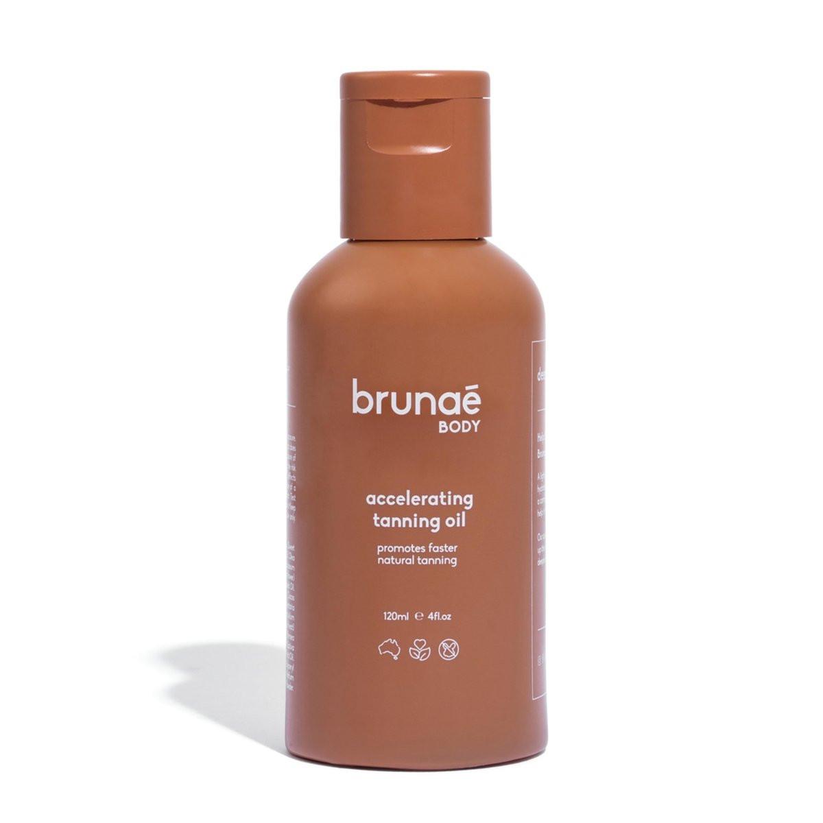 BRUNAE BODY® Dark Tanning Oil – Für dunklere & schnellere Bräune – Beschleunigende Formel für Sonnenbank & Outdoor-Sonne – Bräunungsverstärker – 14+ natürliche Öle mit Buriti & Jojoba – 100 % vegan & aus Australien