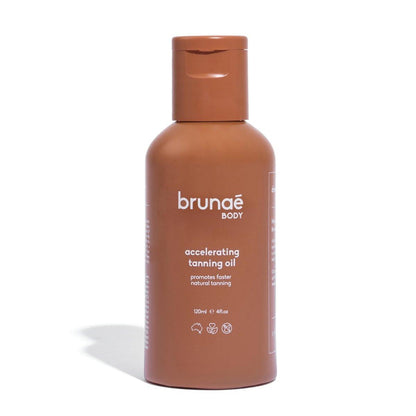 BRUNAE BODY® Dark Tanning Oil – Für dunklere & schnellere Bräune – Beschleunigende Formel für Sonnenbank & Outdoor-Sonne – Bräunungsverstärker – 14+ natürliche Öle mit Buriti & Jojoba – 100 % vegan & aus Australien