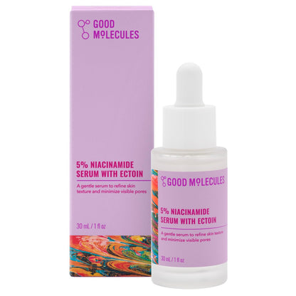 Good Molecules 5% Niacinamid Serum mit Ectoin – Feuchtigkeitsspendendes Gesichtsserum gegen vergrößerte Poren und Unreinheiten
