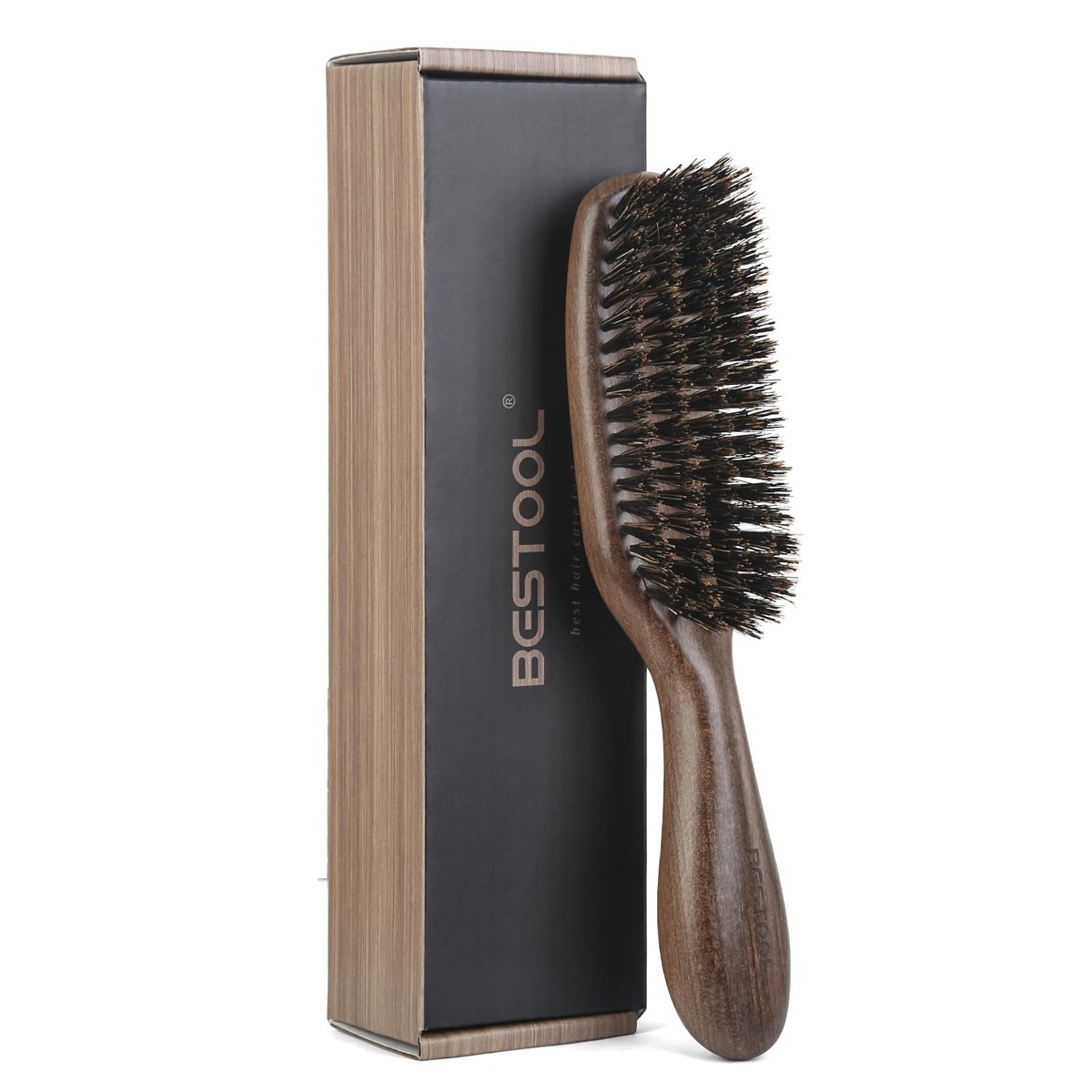 BESTOOL Haarbürste mit Wildschweinborsten – Glättende, entwirrende Bürste für Frauen, Männer und Kinder – Perfekt für Slick-Back-Look, Glanz und Textur – Auch als Bartbürste geeignet