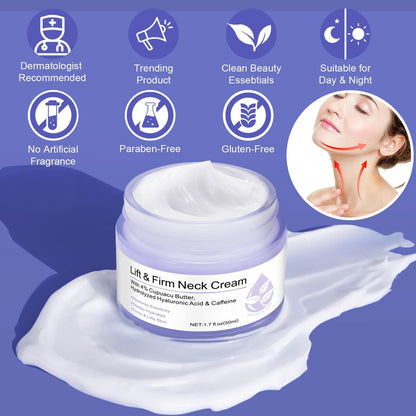 WHLH & WELL-BEING Halscreme zur Straffung und Festigung – Anti-Aging Halscreme gegen Falten und schlaffe Haut – Für Frauen und Männer, 50 ml