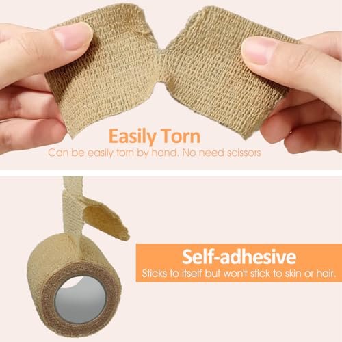 BIRDDIE 1"/2"/3" Selbstklebende Bandagen, 9er-Pack hautfarbene Verbandswickel für Wunden, Tierverband, Knöchelband, Tattoo-Abdeckung, medizinisches Tape, farbiges Sporttape