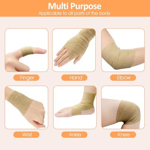BIRDDIE 1"/2"/3" Selbstklebende Bandagen, 9er-Pack hautfarbene Verbandswickel für Wunden, Tierverband, Knöchelband, Tattoo-Abdeckung, medizinisches Tape, farbiges Sporttape