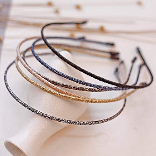 WOVOWOVO 4 mm dünne Stirnbänder für Damen – 6er-Pack glänzende Haarbänder aus Kunststoff, trendige Accessoires für Frauen, Mädchen und Teens