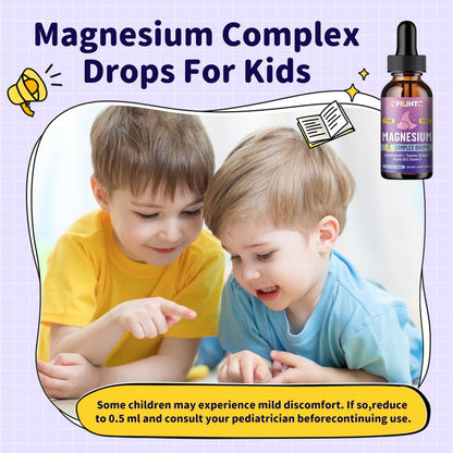 CFILIHTC Kids Magnesium Liquid Drops - Magnesiumglycinat flüssig für Kinder - mit L-Theanin, Omega-3, Vitamin B6, D3 - für Schlaf, Entspannung, Gehirn, Knochen - Ananasgeschmack, 59 ml