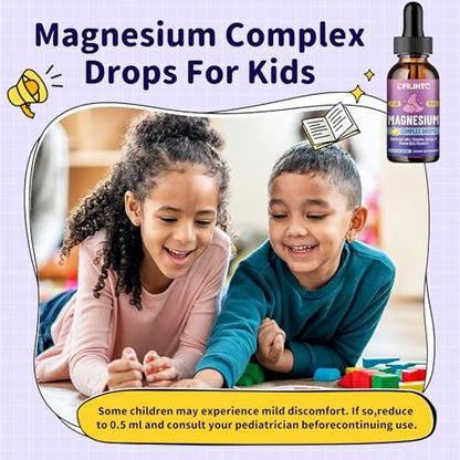 Magnesium-Tropfen für Kinder – Glycinat mit L-Theanin, Omega-3, Vitamin B6 & D3 – für Schlaf, Entspannung, Gehirn & Knochen – Zitronengeschmack, 59 ml