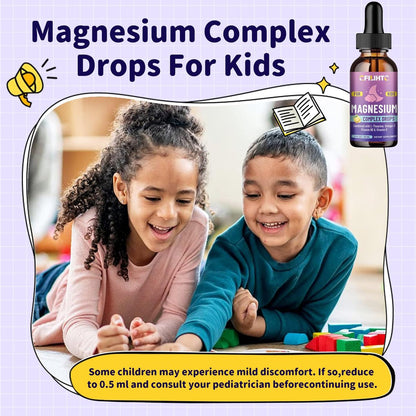 Magnesium-Tropfen für Kinder – Glycinat mit L-Theanin, Omega-3, Vitamin B6 & D3 – für Schlaf, Entspannung, Gehirn & Knochen – Zitronengeschmack, 59 ml