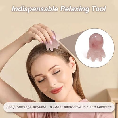 NIIIYTYB 2er Set Kopfmassagegeräte - Kopfhautmassagegerät & Schaber für Tiefenentspannung - Akupressur Massagegerät - Rosa