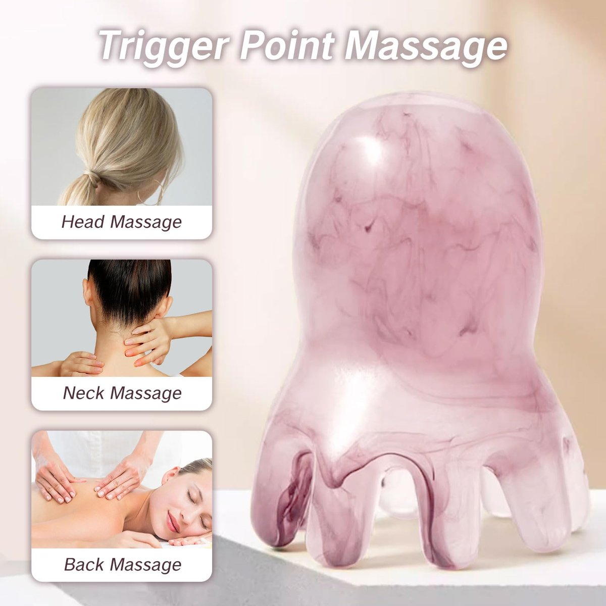 NIIIYTYB 2er Set Kopfmassagegeräte - Kopfhautmassagegerät & Schaber für Tiefenentspannung - Akupressur Massagegerät - Rosa
