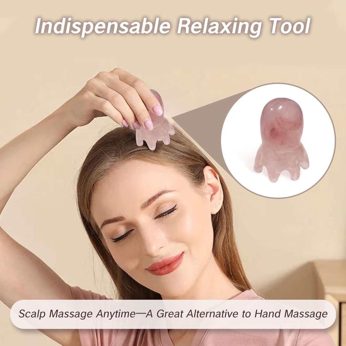 NIIIYTYB 2er Set Kopfmassagegeräte - Kopfhautmassagegerät & Schaber für Tiefenentspannung - Akupressur Massagegerät - Rosa
