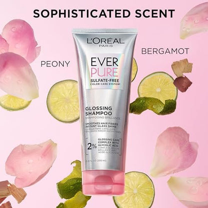 L'Oreal Paris EverPure Glossing Shampoo & Conditioner Set – Sulfatfreies Pflegeset mit Glykolsäure für glänzendes, geschmeidiges Haar