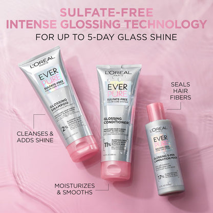 L'Oreal Paris EverPure Glossing Shampoo & Conditioner Set – Sulfatfreies Pflegeset mit Glykolsäure für glänzendes, geschmeidiges Haar