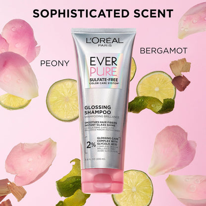 L'Oreal Paris EverPure Glossing Shampoo & Conditioner Set – Sulfatfreies Pflegeset mit Glykolsäure für glänzendes, geschmeidiges Haar