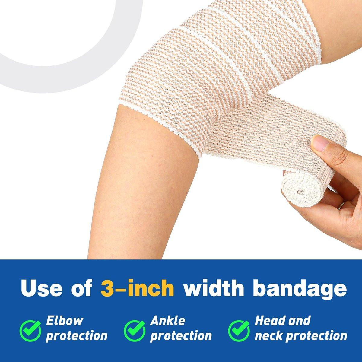 AZEN Premium 4er-Pack elastische Binden (2x3", 2x4"), Kompressionsbinden für Beine, Knöchel, Knie, Bauch, Körper, Lymphdrainage-Binden für Beine, latexfrei