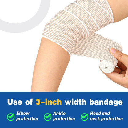 AZEN Premium 4er-Pack elastische Binden (2x3", 2x4"), Kompressionsbinden für Beine, Knöchel, Knie, Bauch, Körper, Lymphdrainage-Binden für Beine, latexfrei