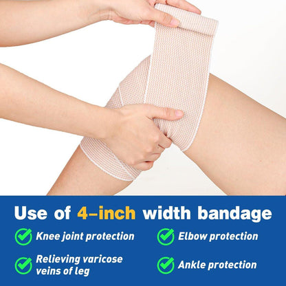 AZEN Premium 4er-Pack elastische Binden (2x3", 2x4"), Kompressionsbinden für Beine, Knöchel, Knie, Bauch, Körper, Lymphdrainage-Binden für Beine, latexfrei