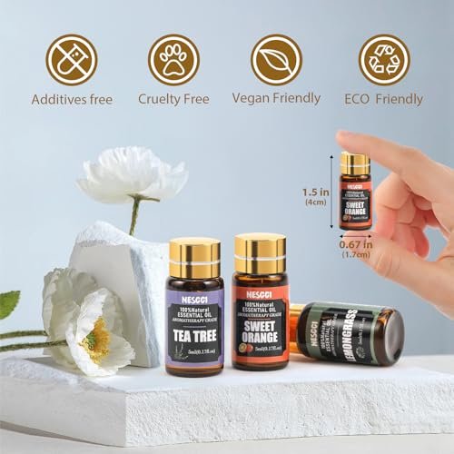 NESCCI Essential Oil Set – 36 x 5 ml Ätherische Öle für Diffuser, Seife, Kerzen, Badebomben – Geschenkset Weihnachten Halloween