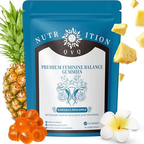 QVQ Bio-Feminin PH Balance Gummis – Präbiotikum für Frauen, Ananas-Geschmack, 60 Stück, Vegan & Glutenfrei