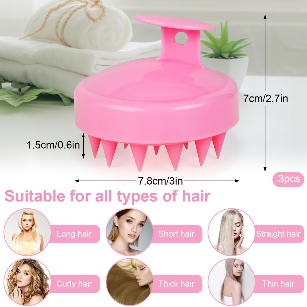 Oligei Kopfhautmassagegerät 3er Pack – Shampoo-Bürste, Haarpeeling für sanfte Exfoliation, weiche Silikonbürste für Haarwachstum und Schuppenentfernung