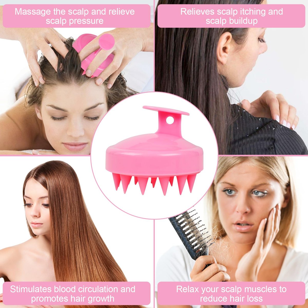 Oligei Kopfhautmassagegerät 3er Pack – Shampoo-Bürste, Haarpeeling für sanfte Exfoliation, weiche Silikonbürste für Haarwachstum und Schuppenentfernung