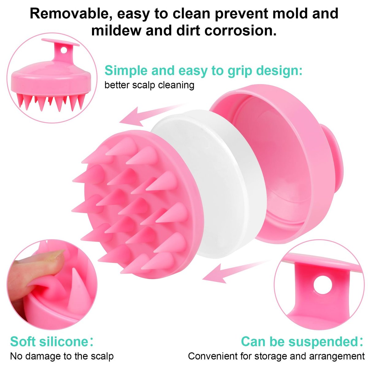Oligei Kopfhautmassagegerät 3er Pack – Shampoo-Bürste, Haarpeeling für sanfte Exfoliation, weiche Silikonbürste für Haarwachstum und Schuppenentfernung