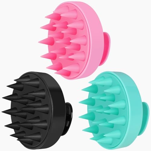 Oligei Kopfhautmassagegerät 3er Pack – Shampoo-Bürste, Haarpeeling für sanfte Exfoliation, weiche Silikonbürste für Haarwachstum und Schuppenentfernung