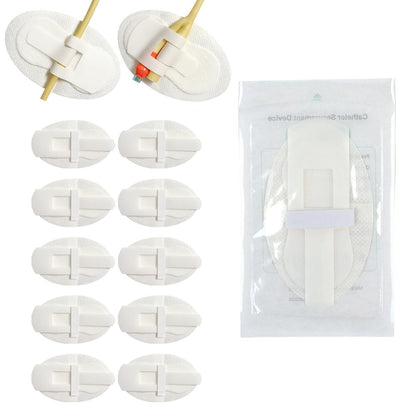 10 Stück Foley-Katheter-Befestigungsvorrichtungen, steril einzeln verpackt, selbsthaftende Katheterzubehör für Einzel-/Doppelschlauchhalter, Katheterhalter