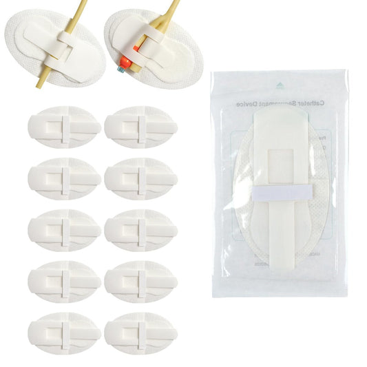 10 Stück Foley-Katheter-Befestigungsvorrichtungen, steril einzeln verpackt, selbsthaftende Katheterzubehör für Einzel-/Doppelschlauchhalter, Katheterhalter