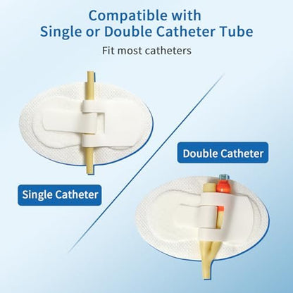 10 Stück Foley-Katheter-Befestigungsvorrichtungen, steril einzeln verpackt, selbsthaftende Katheterzubehör für Einzel-/Doppelschlauchhalter, Katheterhalter