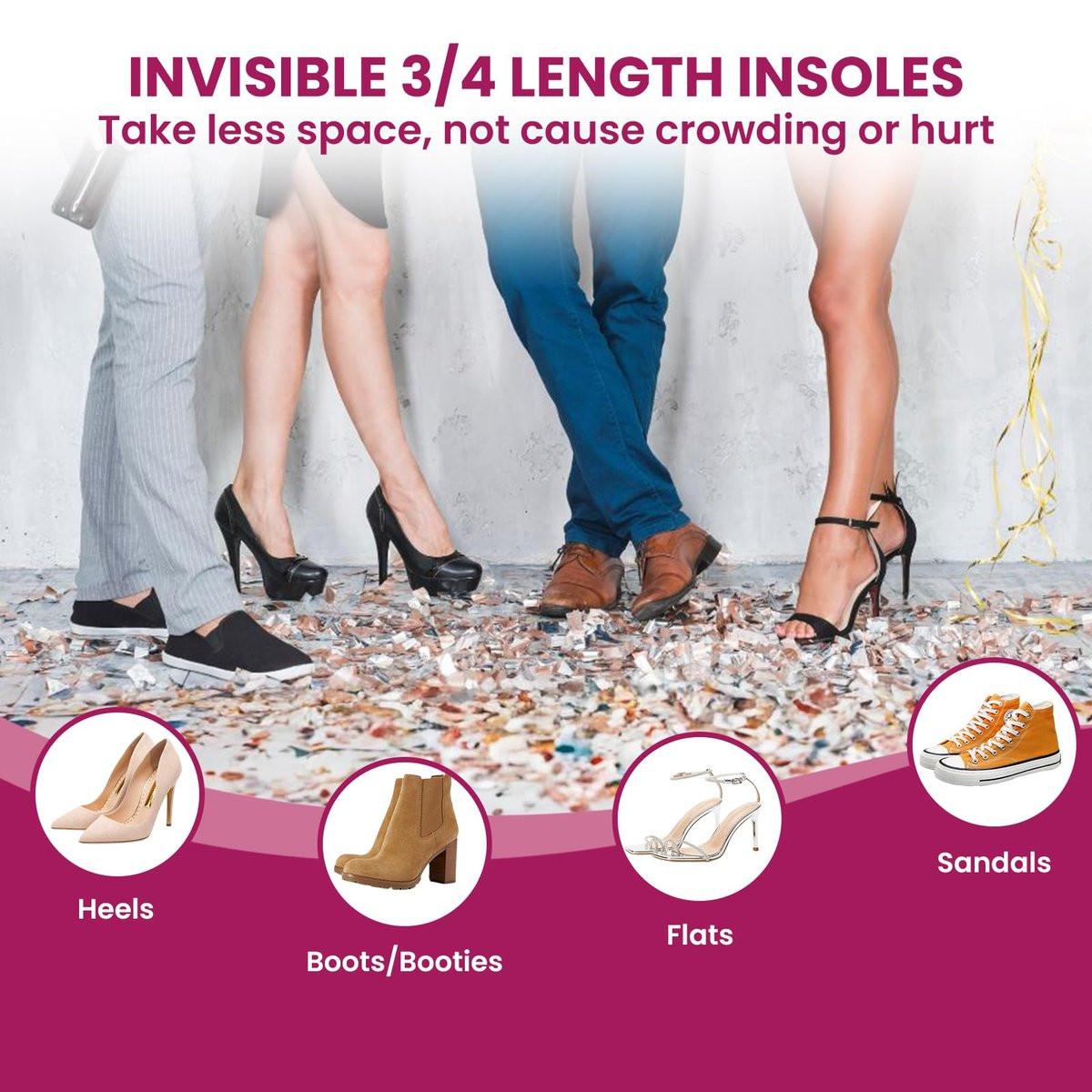 Bukihome High Heel Cushion Einlagen für Frauen – 3/4 unsichtbare Einlegesohlen verhindern Vorrutschen, Stoß- & Schweißabsorption – Komfort-Polster für High Heels, Sandalen, Flats, Größe M