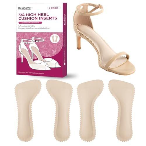 Bukihome High Heel Cushion Einlagen für Frauen – 3/4 unsichtbare Einlegesohlen verhindern Vorrutschen, Stoß- & Schweißabsorption – Komfort-Polster für High Heels, Sandalen, Flats, Größe M