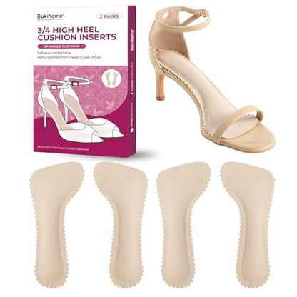 Bukihome High Heel Cushion Einlagen für Frauen – 3/4 unsichtbare Einlegesohlen verhindern Vorrutschen, Stoß- & Schweißabsorption – Komfort-Polster für High Heels, Sandalen, Flats, Größe M