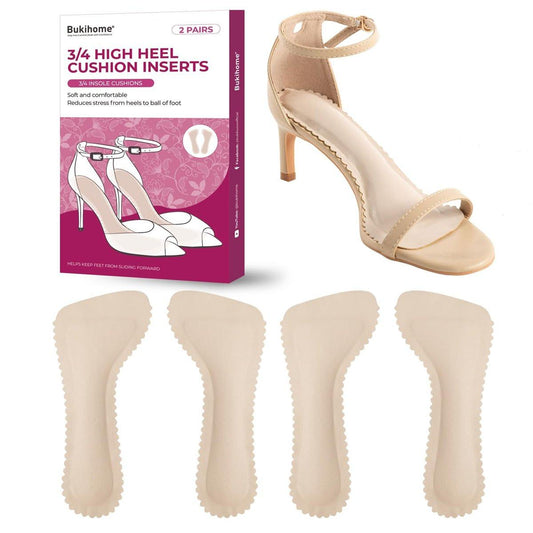 High Heel Cushion Einlagen für Damen - Bukihome 3/4 Unsichtbare Einlegesohlen verhindern Vorrutschen - Stoß- & Schweißabsorption - Komfort Schuheinlagen für High Heels Sandalen Ballerinas, Größe L