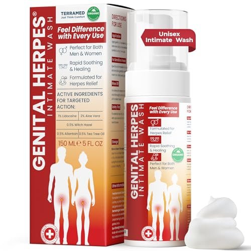 Terramed Just Think Comfort Genital Herpes Intimwaschmittel | Schnell wirkende HerpCare | Medizinisch | Lindert Juckreiz, Kribbeln & Brennen | Beruhigt Genitalherpes & Genitalbeschwerden