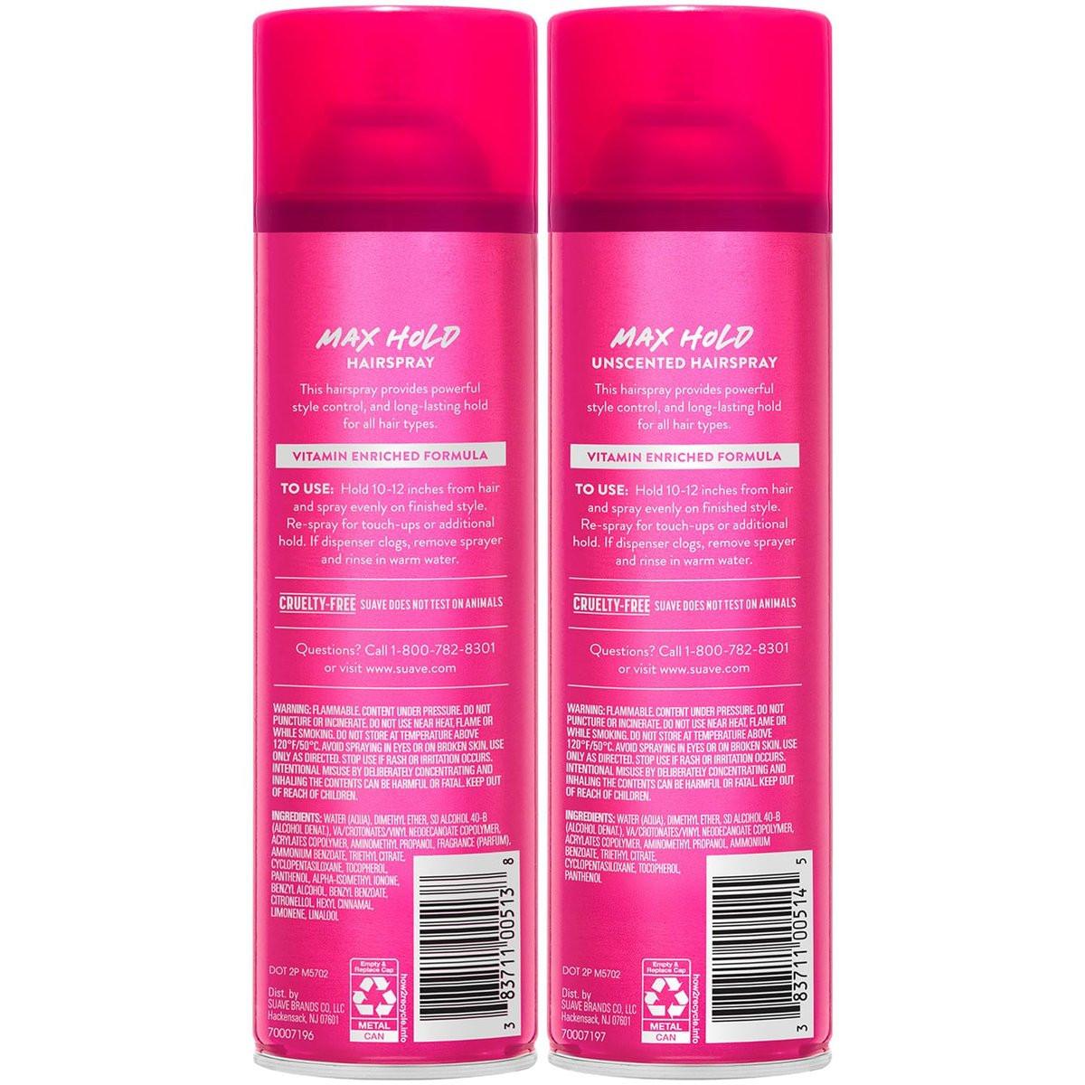 Suave Haarspray Max Hold Sortiment 4er-Pack – Duftend + Ungeduftet, 11 Oz pro Flasche