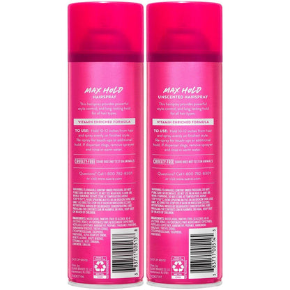 Suave Haarspray Max Hold Sortiment 4er-Pack – Duftend + Ungeduftet, 11 Oz pro Flasche