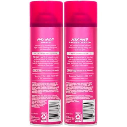 Suave Haarspray Max Hold Sortiment 4er-Pack – Duftend + Ungeduftet, 11 Oz pro Flasche