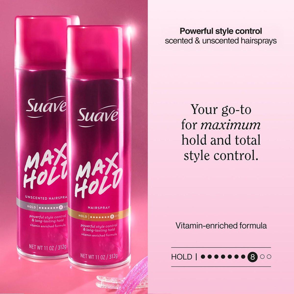 Suave Haarspray Max Hold Sortiment 4er-Pack – Duftend + Ungeduftet, 11 Oz pro Flasche