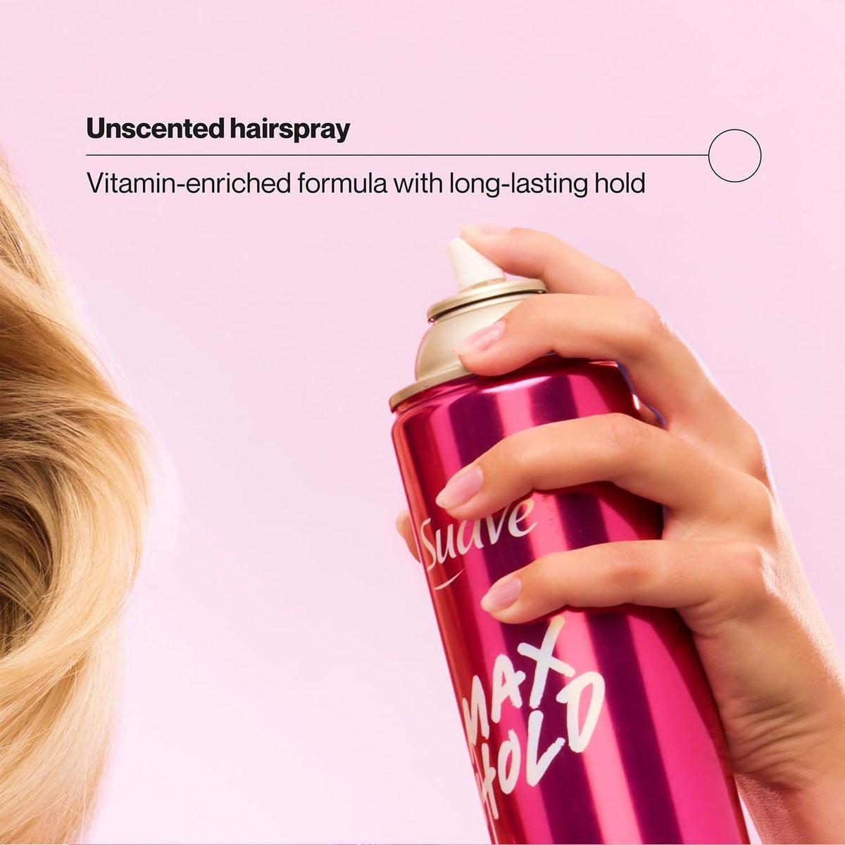 Suave Haarspray Max Hold Sortiment 4er-Pack – Duftend + Ungeduftet, 11 Oz pro Flasche