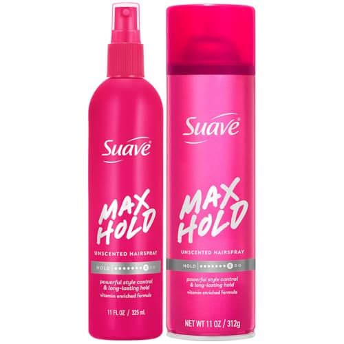 Suave Haarspray, Ungesprüht, Maximaler Halt im 2er-Pack – Aerosolfreies Haarspray + Aerosol-Haarspray, je 311 ml
