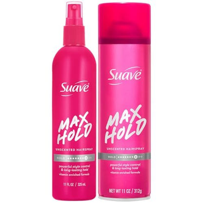 Suave Haarspray, Ungesprüht, Maximaler Halt im 2er-Pack – Aerosolfreies Haarspray + Aerosol-Haarspray, je 311 ml