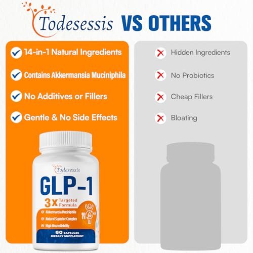 GLP-1 Supplement für Frauen, 3X gezielte Formel, Magenfreundlich, GLP-1 mit Akkermansia Probiotikum, Berberin HCI & Chicorée-Inulin, Natürliches GLP1 für Verdauung & Darmgesundheit - Vegan, 60 Kapseln